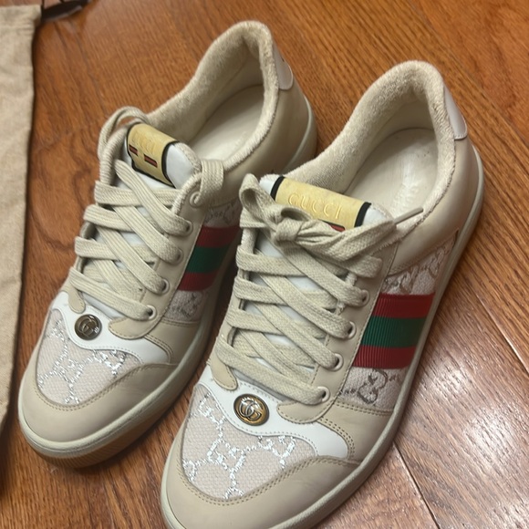 Gucci Authentic Women’s Screener Leather Sneaker with Dust Cloths. Size 40.5. - Picture 2 of 7